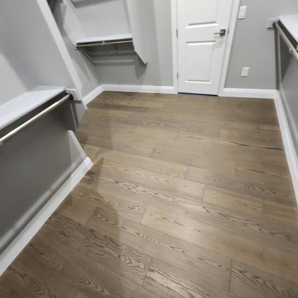 Engineered hardwood in a walk-in closet