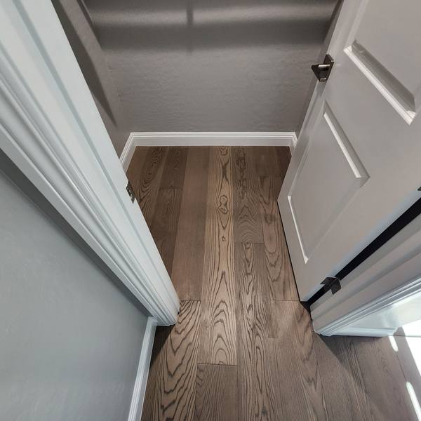 Engineered hardwood in a laundry room