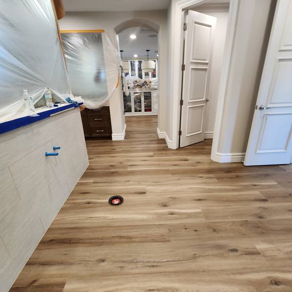 Plank flooring in a hallway