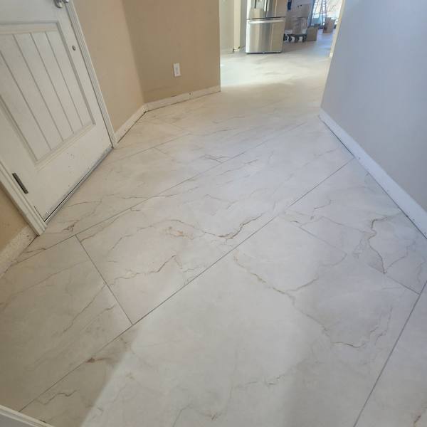 Tile floor at a front entry