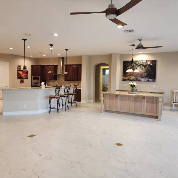 Tile floor in a kitchen