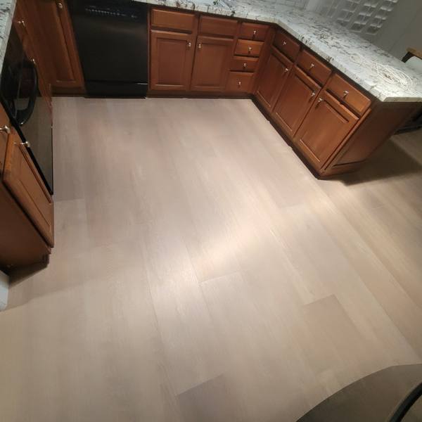 12x72 wood-look tile in a kitchen, seen from above