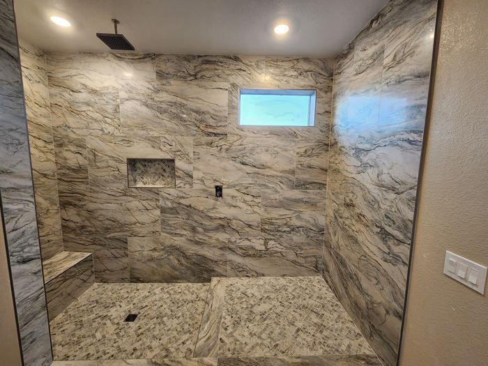 Custom tile walk-in shower